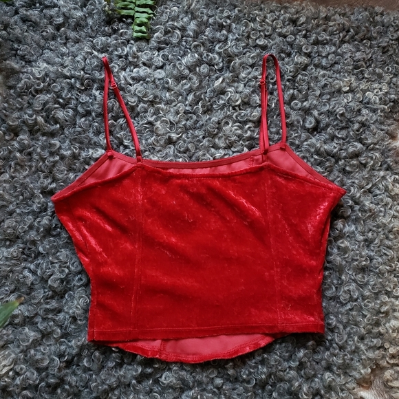 Vintage Victoria's Secret Red Velvet Crop Cami - Picture 2 of 7